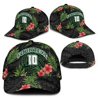 Custom Hawaii Volleyball Classic Cap Kakau Abstract and Tropical Plants Black Color - Polynesian Pride