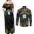 Custom Hawaii Volleyball Couples Matching Off Shoulder Maxi Dress and Long Sleeve Button Shirt Kakau Abstract and Tropical Plants Black Color - Polynesian Pride