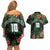 Custom Hawaii Volleyball Couples Matching Off Shoulder Short Dress and Hawaiian Shirt Kakau Abstract and Tropical Plants Black Color - Polynesian Pride