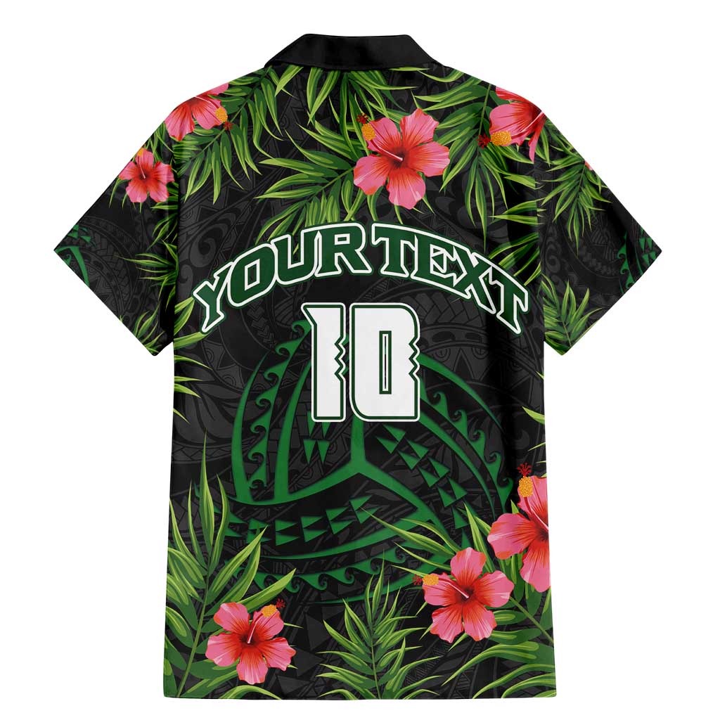 Custom Hawaii Volleyball Family Matching Mermaid Dress and Hawaiian Shirt Kakau Abstract and Tropical Plants Black Color - Polynesian Pride