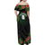 Custom Hawaii Volleyball Family Matching Off Shoulder Maxi Dress and Hawaiian Shirt Kakau Abstract and Tropical Plants Black Color - Polynesian Pride