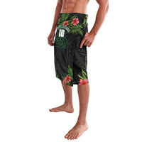 Custom Hawaii Volleyball Lavalava Kakau Abstract and Tropical Plants Black Color - Polynesian Pride