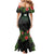 Custom Hawaii Volleyball Mermaid Dress Kakau Abstract and Tropical Plants Black Color - Polynesian Pride