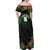 Custom Hawaii Volleyball Off Shoulder Maxi Dress Kakau Abstract and Tropical Plants Black Color - Polynesian Pride
