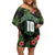 Custom Hawaii Volleyball Off Shoulder Short Dress Kakau Abstract and Tropical Plants Black Color - Polynesian Pride