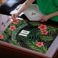 Custom Hawaii Volleyball Puzzle Kakau Abstract and Tropical Plants Black Color - Polynesian Pride