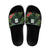 Custom Hawaii Volleyball Slide Sandals Kakau Abstract and Tropical Plants Black Color - Polynesian Pride