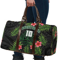 Custom Hawaii Volleyball Travel Bag Kakau Abstract and Tropical Plants Black Color - Polynesian Pride