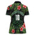 Custom Hawaii Volleyball Women Polo Shirt Kakau Abstract and Tropical Plants Black Color - Polynesian Pride