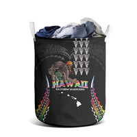 Hawaii Rainbow Warriors Laundry Basket Kakau Shark Tooth and Polynesian Art Tattoo LT03 - Polynesian Pride