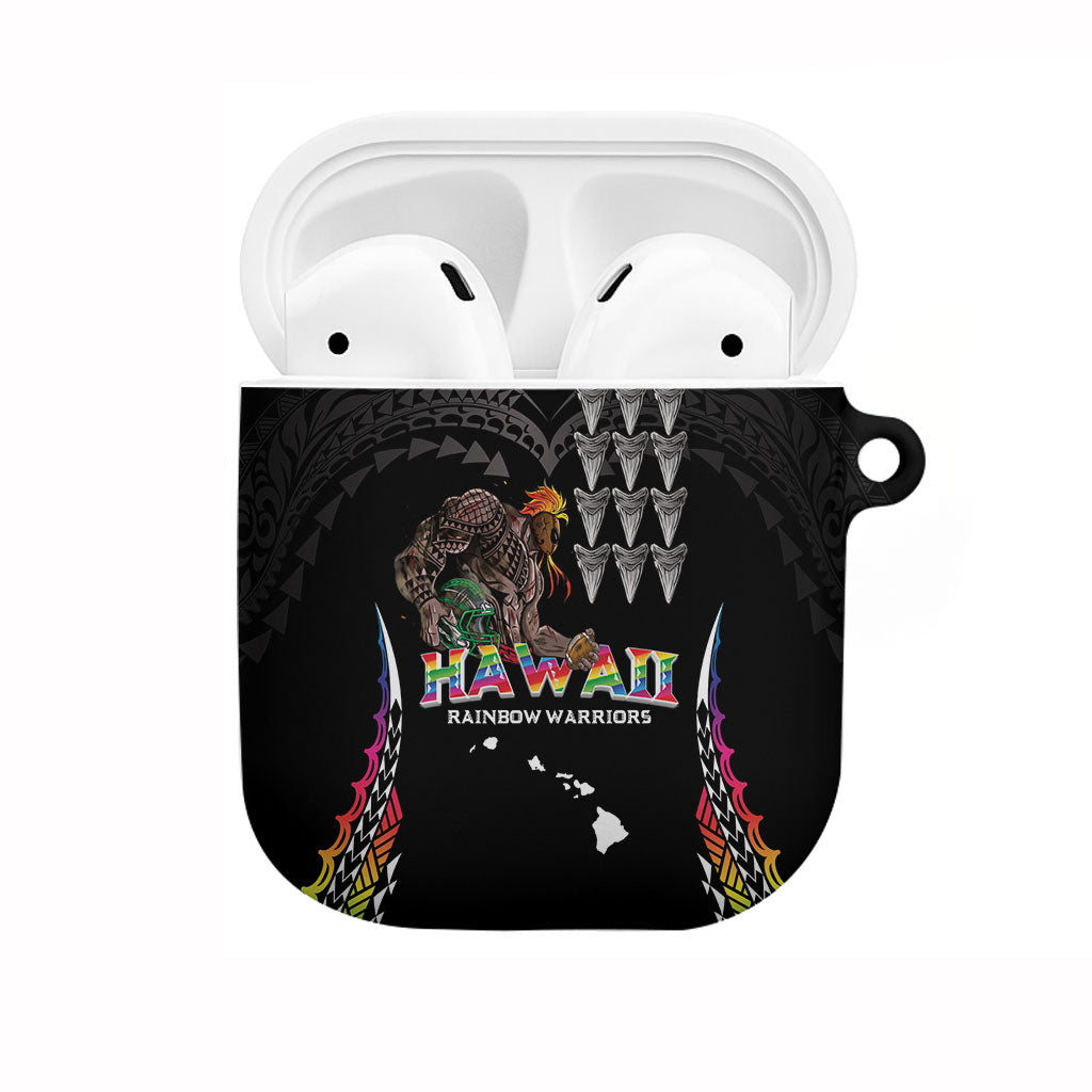 Hawaii Rainbow Warriors AirPods Case Kakau Shark Tooth and Polynesian Art Tattoo