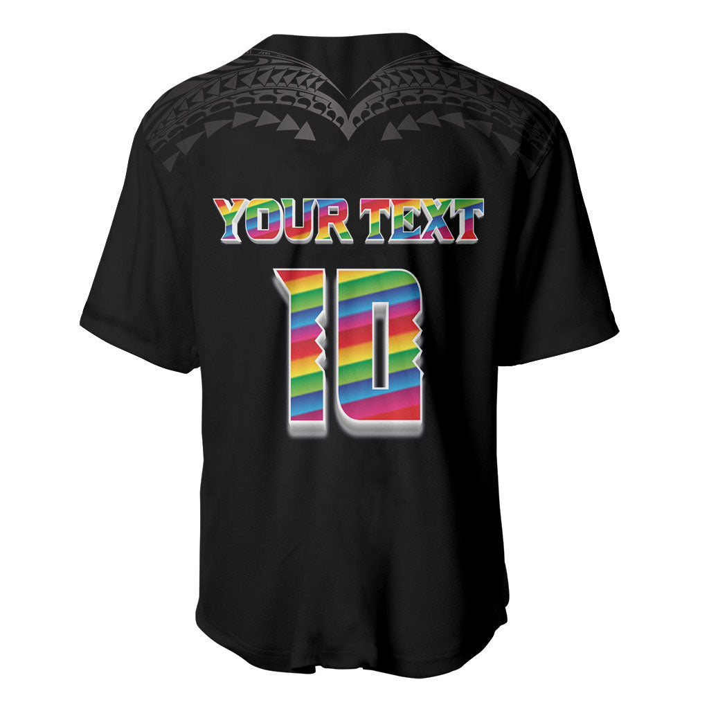 Custom Hawaii Rainbow Warriors Baseball Jersey Kakau Shark Tooth and Polynesian Art Tattoo LT03 - Polynesian Pride