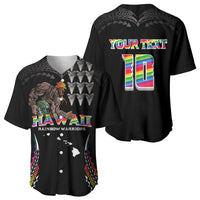 Custom Hawaii Rainbow Warriors Baseball Jersey Kakau Shark Tooth and Polynesian Art Tattoo LT03 - Polynesian Pride