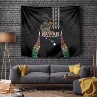 Hawaii Rainbow Warriors Tapestry Kakau Shark Tooth and Polynesian Art Tattoo LT03 Black - Polynesian Pride