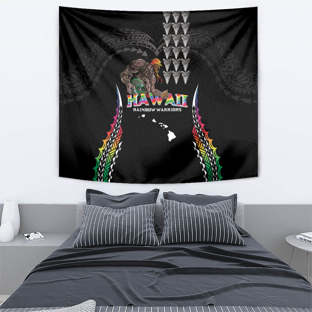 Hawaii Rainbow Warriors Tapestry Kakau Shark Tooth and Polynesian Art Tattoo LT03 - Polynesian Pride