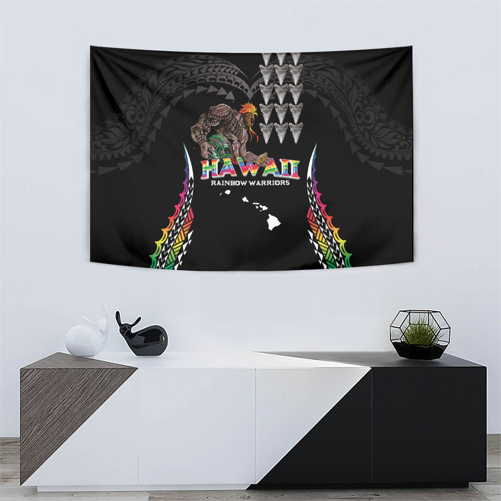Hawaii Rainbow Warriors Tapestry Kakau Shark Tooth and Polynesian Art Tattoo LT03 - Polynesian Pride
