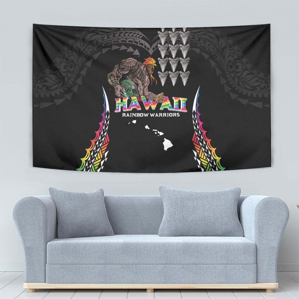 Hawaii Rainbow Warriors Tapestry Kakau Shark Tooth and Polynesian Art Tattoo LT03 - Polynesian Pride