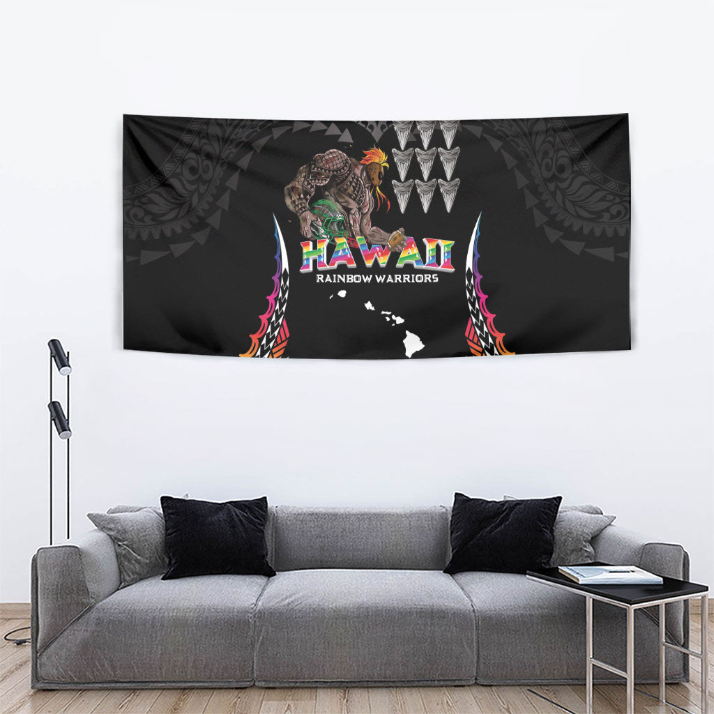 Hawaii Rainbow Warriors Tapestry Kakau Shark Tooth and Polynesian Art Tattoo LT03 - Polynesian Pride