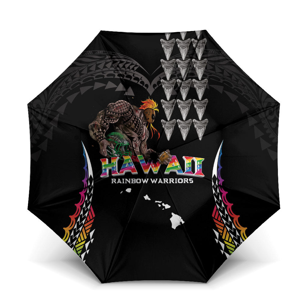 Hawaii Rainbow Warriors Umbrella Kakau Shark Tooth and Polynesian Art Tattoo
