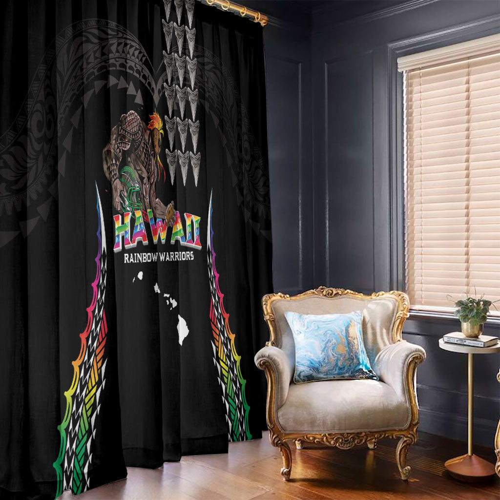 Hawaii Rainbow Warriors Window Curtain Kakau Shark Tooth and Polynesian Art Tattoo LT03 - Polynesian Pride
