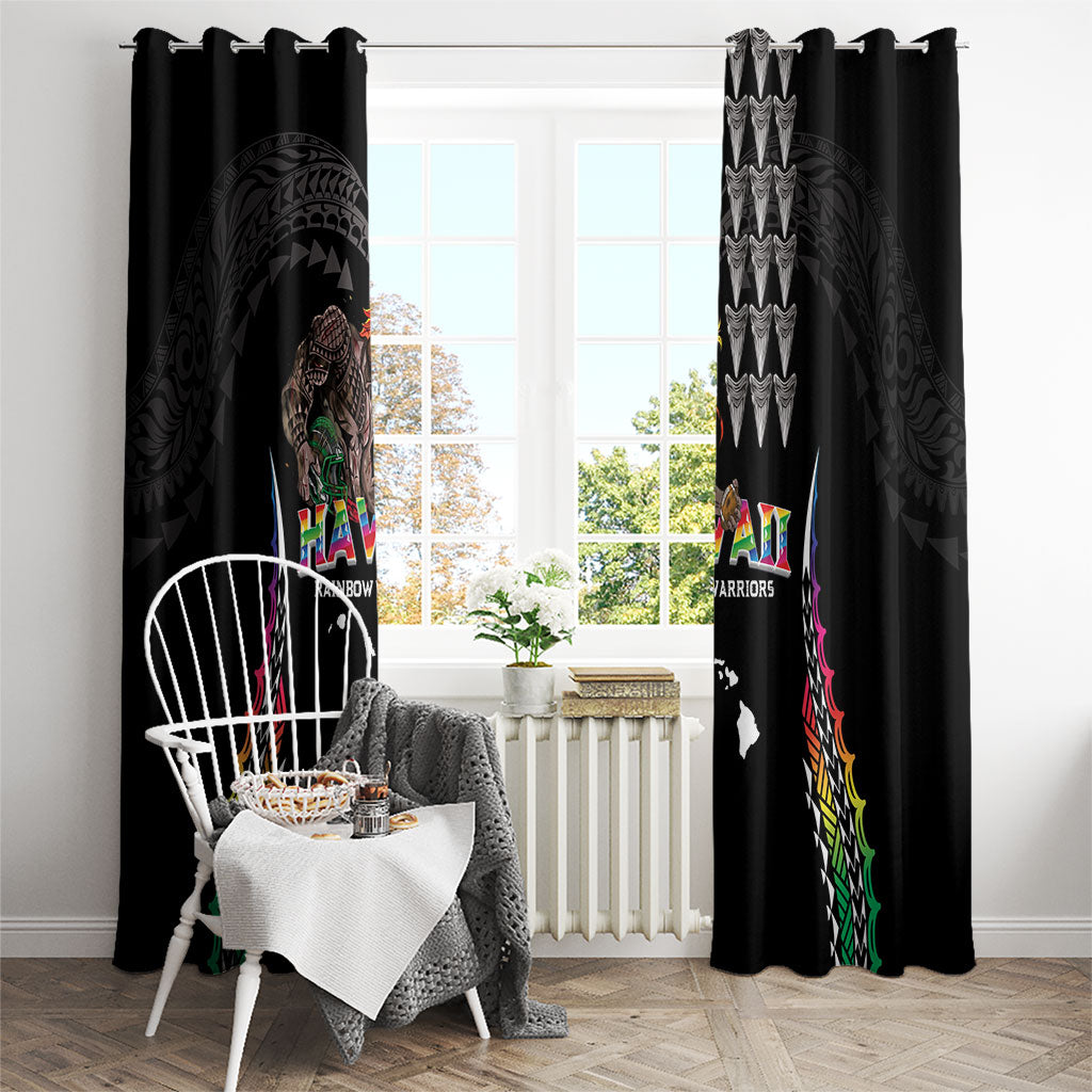 Hawaii Rainbow Warriors Window Curtain Kakau Shark Tooth and Polynesian Art Tattoo LT03 - Polynesian Pride