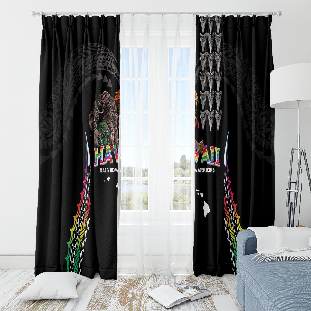 Hawaii Rainbow Warriors Window Curtain Kakau Shark Tooth and Polynesian Art Tattoo LT03 - Polynesian Pride
