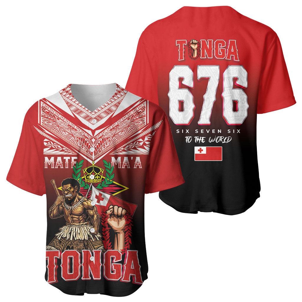 Mate Ma'a Tonga Baseball Jersey Traditional Warrior and Ngatu Art Pattern LT03 - Polynesian Pride