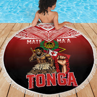 Mate Ma'a Tonga Beach Blanket Traditional Warrior and Ngatu Art Pattern LT03 - Polynesian Pride