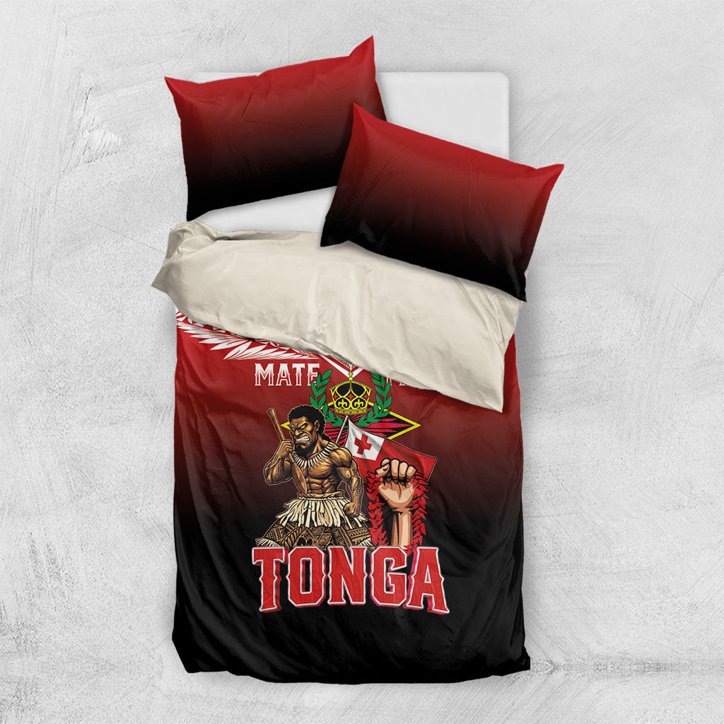 Mate Ma'a Tonga Bedding Set Traditional Warrior and Ngatu Art Pattern LT03 US Twin 172cm x 218cm Red - Polynesian Pride