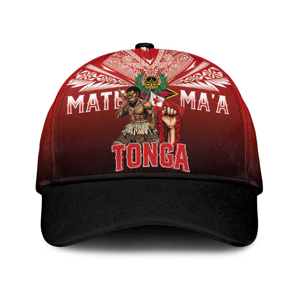 Mate Ma'a Tonga Classic Cap Traditional Warrior and Ngatu Art Pattern LT03 Universal Fit Red - Polynesian Pride