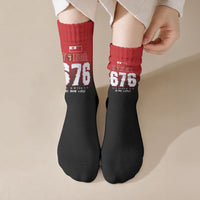 Mate Ma'a Tonga Crew Socks Traditional Warrior and Ngatu Art Pattern LT03 Crew Socks Red - Polynesian Pride