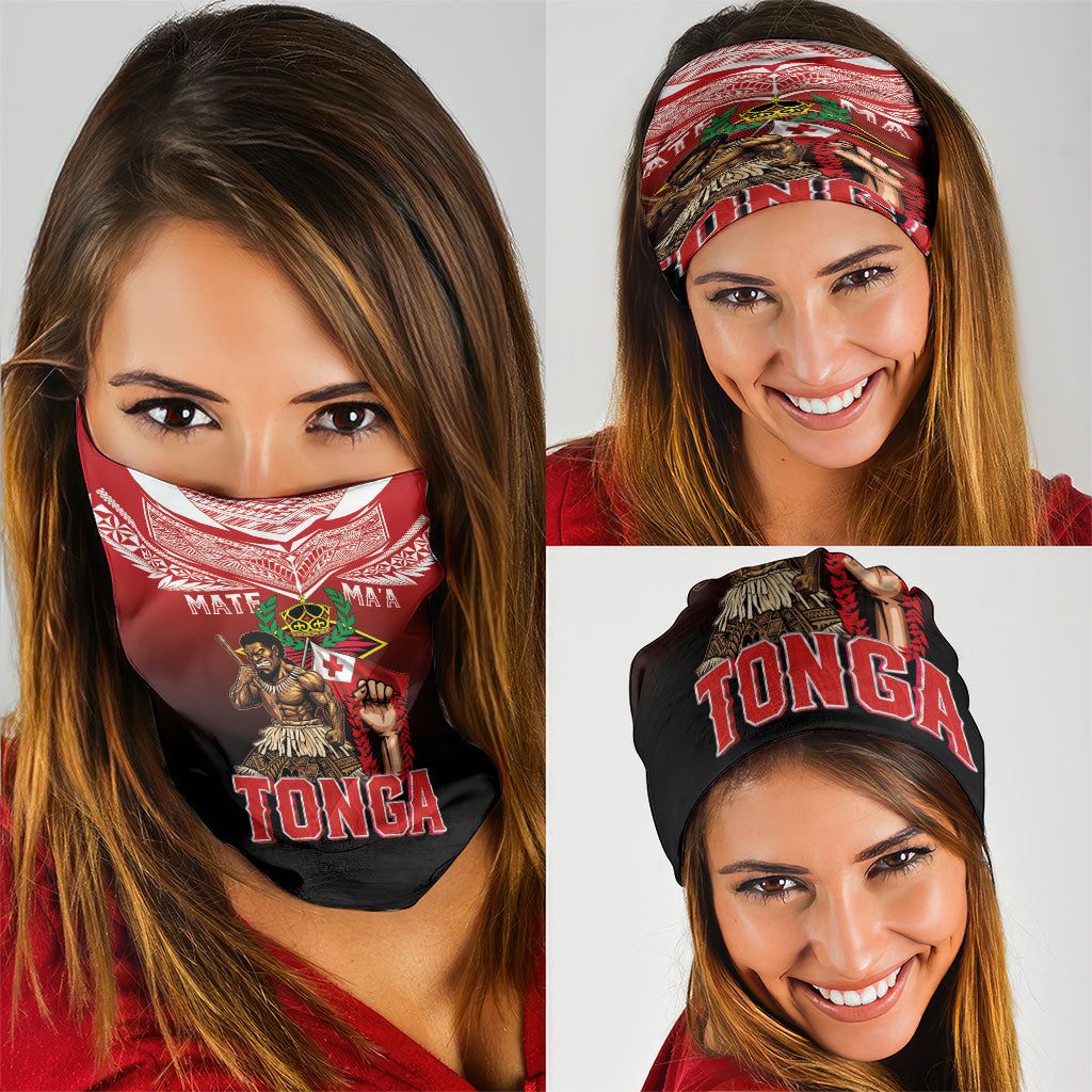 Mate Ma'a Tonga Neck Gaiter Traditional Warrior and Ngatu Art Pattern LT03 - Polynesian Pride