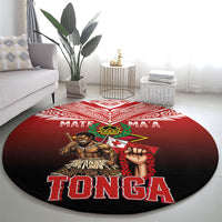 Mate Ma'a Tonga Round Carpet Traditional Warrior and Ngatu Art Pattern LT03 - Polynesian Pride