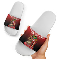 Mate Ma'a Tonga Slide Sandals Traditional Warrior and Ngatu Art Pattern LT03 - Polynesian Pride