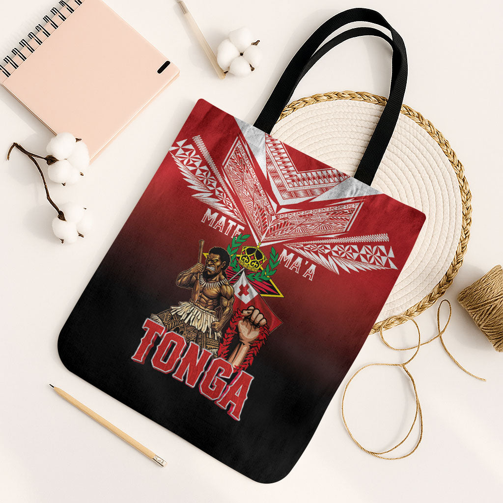 Mate Ma'a Tonga Tote Bag Traditional Warrior and Ngatu Art Pattern