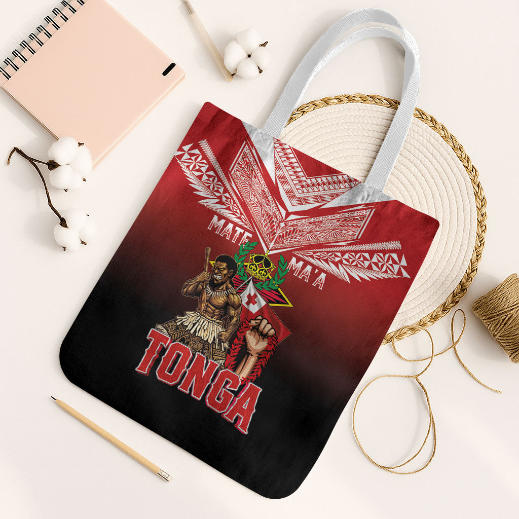 Mate Ma'a Tonga Tote Bag Traditional Warrior and Ngatu Art Pattern