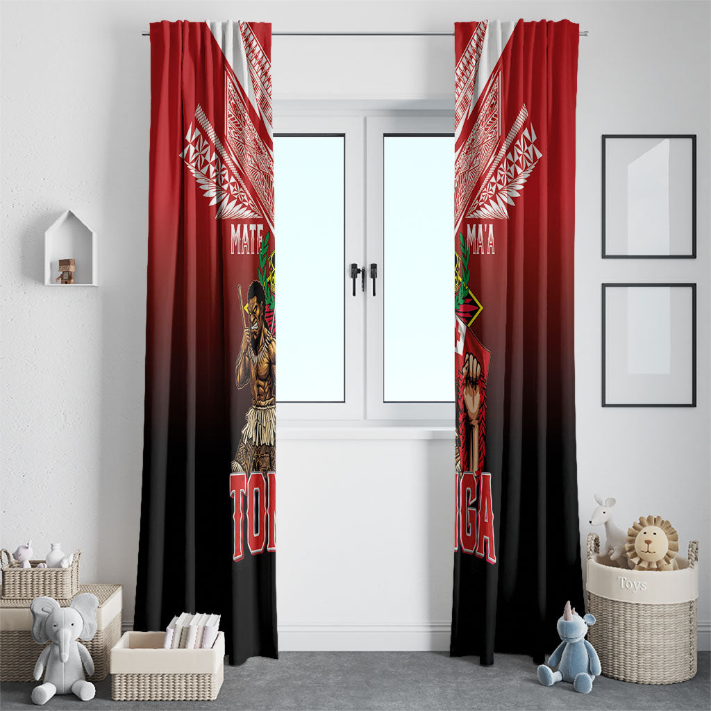 Mate Ma'a Tonga Window Curtain Traditional Warrior and Ngatu Art Pattern LT03 - Polynesian Pride