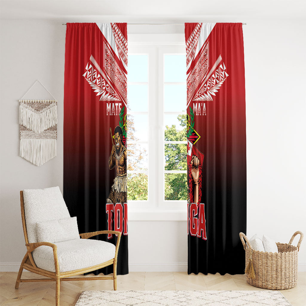 Mate Ma'a Tonga Window Curtain Traditional Warrior and Ngatu Art Pattern LT03 - Polynesian Pride