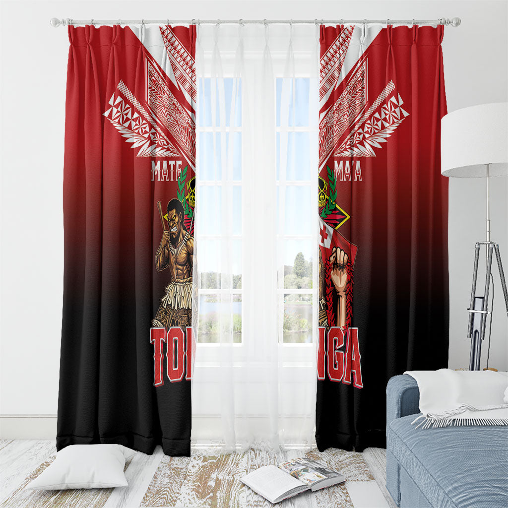 Mate Ma'a Tonga Window Curtain Traditional Warrior and Ngatu Art Pattern LT03 - Polynesian Pride