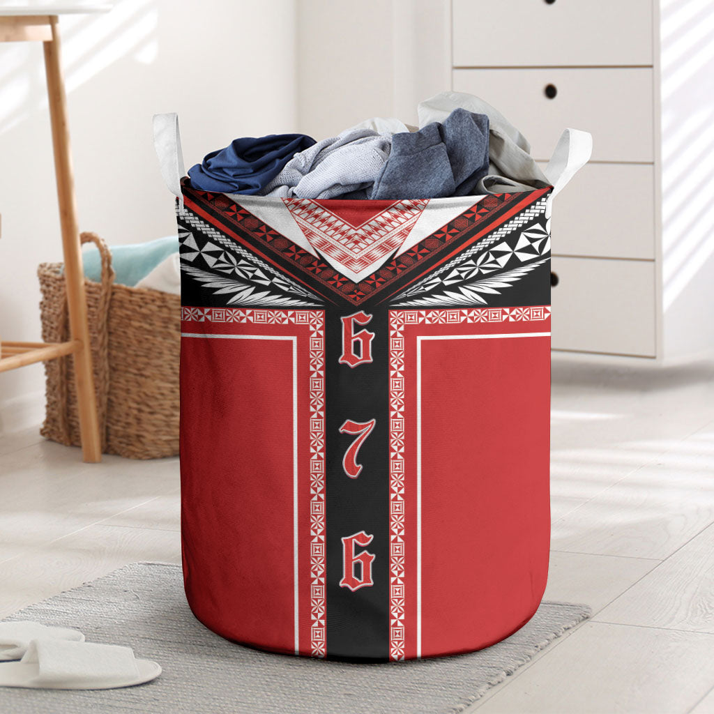 Tonga Laundry Basket Tribal Pacific Ngatu Motif LT03 Red - Polynesian Pride