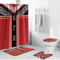 Tonga Bathroom Set Tribal Pacific Ngatu Motif LT03 Bathroom Set (4 pcs) Red - Polynesian Pride