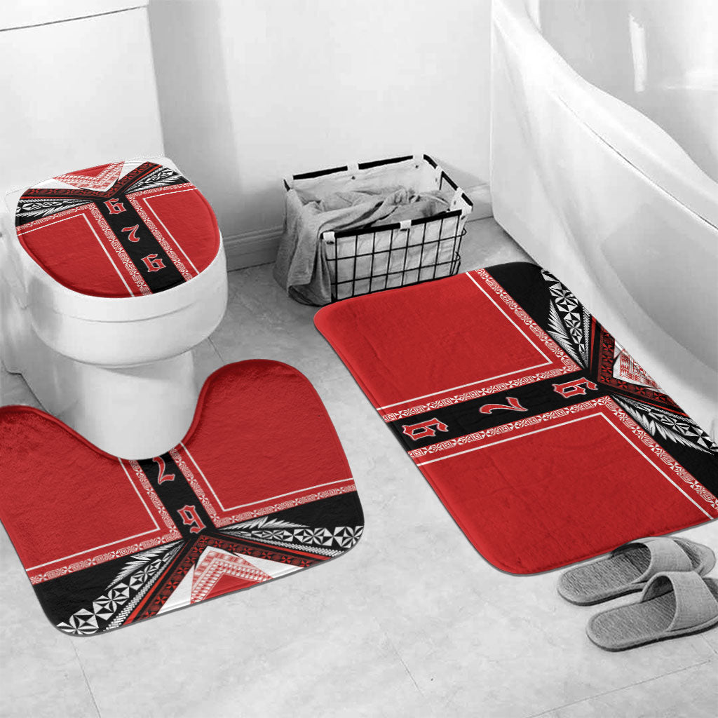 Tonga Bathroom Set Tribal Pacific Ngatu Motif LT03 Mat Set Only (3 pcs) One Size Red - Polynesian Pride