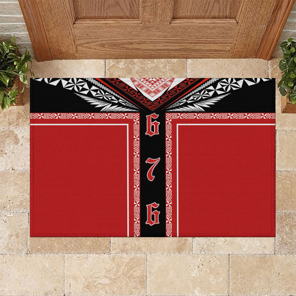 Tonga Rubber Doormat Tribal Pacific Ngatu Motif LT03 Red - Polynesian Pride