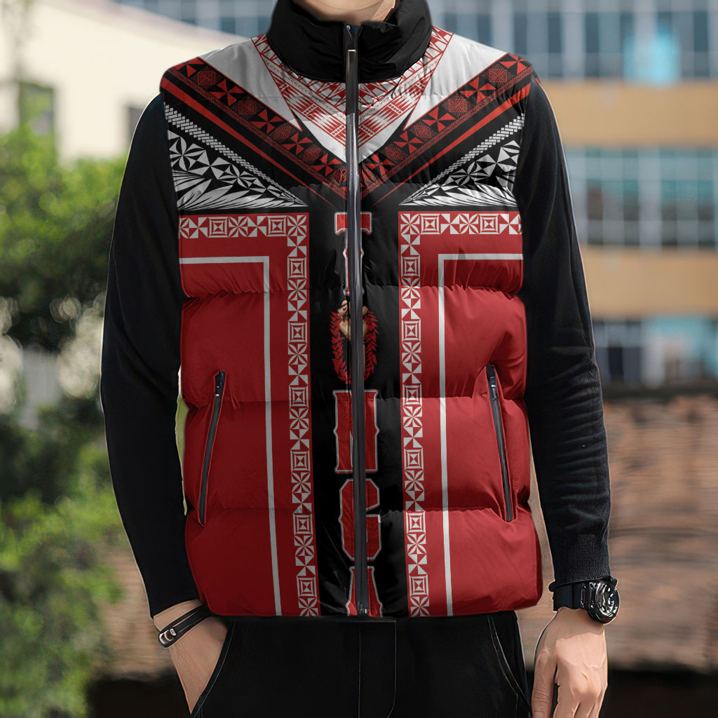 Tonga Sleeveless Puffer Jacket Tribal Pacific Ngatu Motif LT03 - Polynesian Pride
