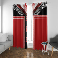Tonga Window Curtain Tribal Pacific Ngatu Motif LT03 With Grommets Red - Polynesian Pride