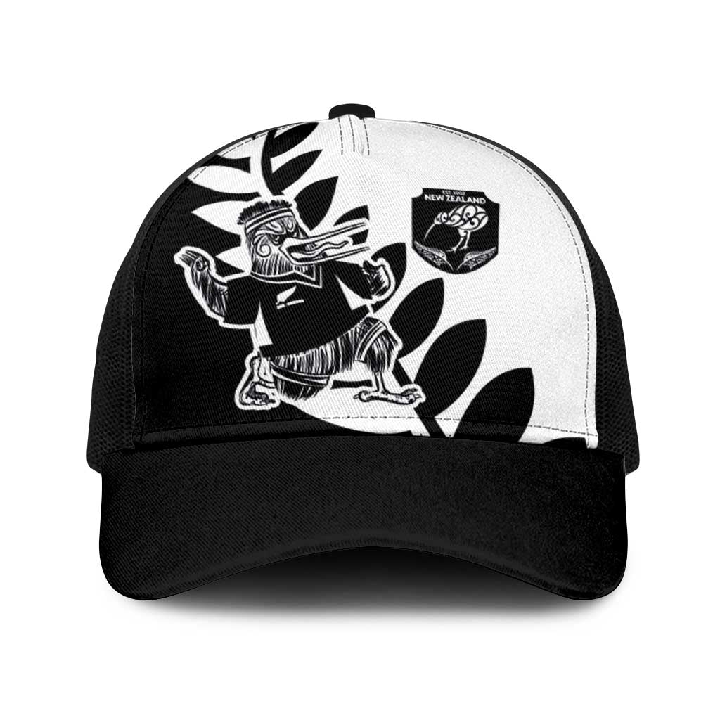 Aotearoa Rugby League Baseball Net Cap Kiwi Haka and Fern - Sporty Style LT03 One Size Black Black - Polynesian Pride