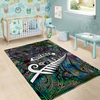 New Zealand Area Rug Aotearoa Symbols With Silver Fern LT03 - Polynesian Pride