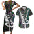 New Zealand Couples Matching Short Sleeve Bodycon Dress and Hawaiian Shirt Aotearoa Symbols With Silver Fern LT03 Black - Polynesian Pride