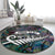 Personalized New Zealand Round Carpet Aotearoa Symbols With Silver Fern LT03 - Polynesian Pride