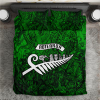 New Zealand Bedding Set Silver Fern and Maori Symbols Papua Shell Green Style LT03 Green - Polynesian Pride